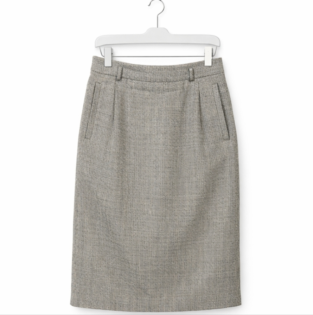 Liz Claiborne Taupe Wool Silk Blend Midi Pencil Skirt Sz 14
